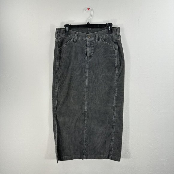 Vintage Levi’s Long Skirt Corduroy Surplus Sz 8 Gray Boho‎ Side Slit Red Tab - Picture 1 of 9